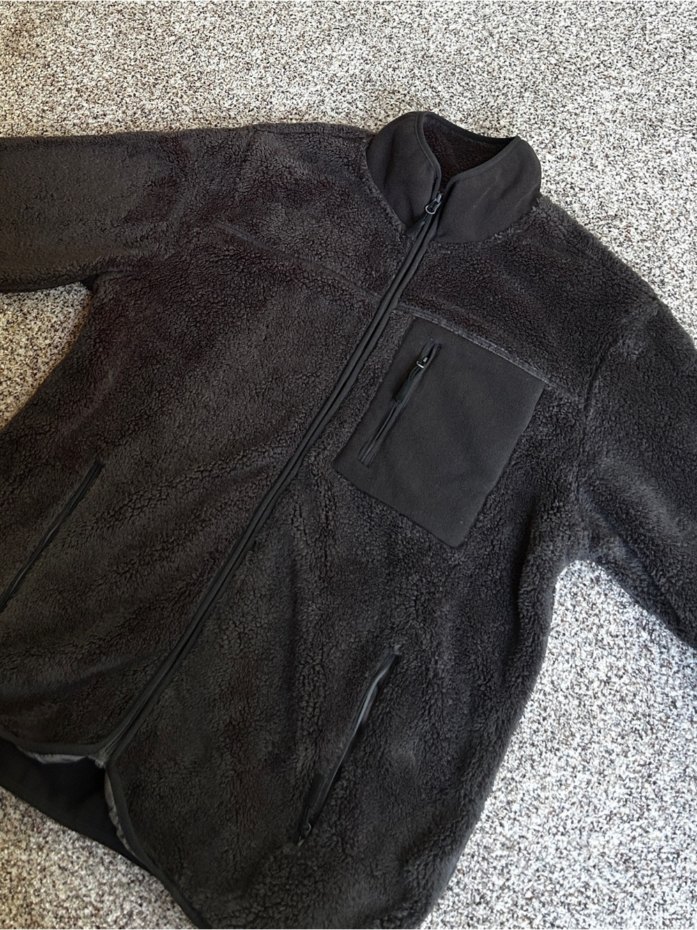 Men's Dark Grey Sherpa Full-Zip Performance Jacket